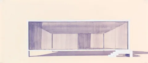 Sandro Setola — Glass House with 2 curtains (frontal view)