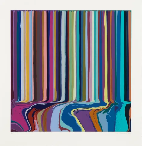 Ian Davenport — Duplex etching: Purple Green